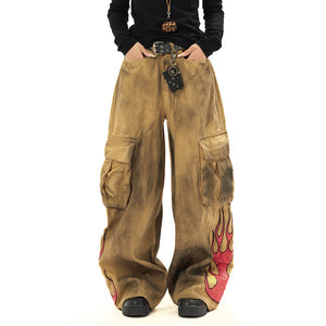 Waste Soil Wind Tie-dyed Old Dirty Cargo Jeans Men - TALKLESSFASHION
