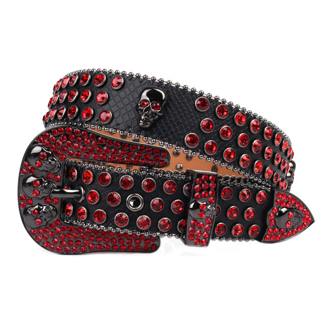 Rhinestone Inset Buckle Skull Belt—8430 - TALKLESSFASHION