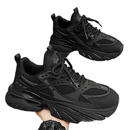 Pure Black Thick Sole Increased Leisure Sneaker Dad Shoes - TALKLESSFASHION
