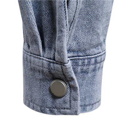 Denim Dusk Lapel Jacket —-7360 - TALKLESSFASHION