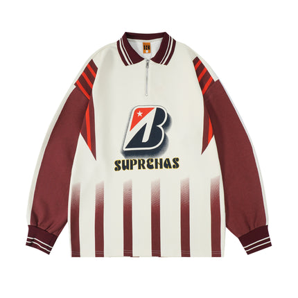 Retro Alphabet Striped Long Sleeve Shirt—4022 - TALKLESSFASHION