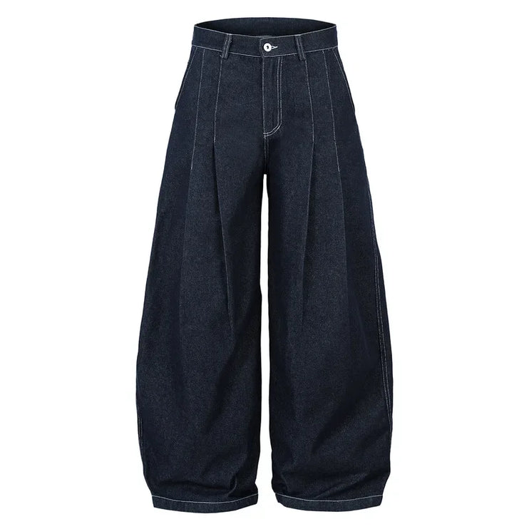 High Waist Pleated Blue Jeans—1007 - TALKLESSFASHION