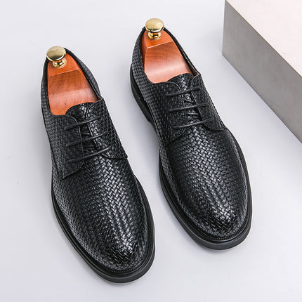Plus Size 3D Woven Leather Shoes Men's Youth Platform British Shoes - TALKLESSFASHION