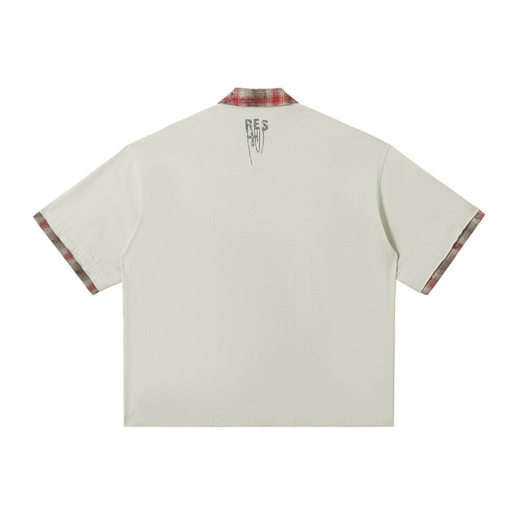 Men's Lapel Graffiti Printing Loose New All-match Short-sleeved Top - TALKLESSFASHION