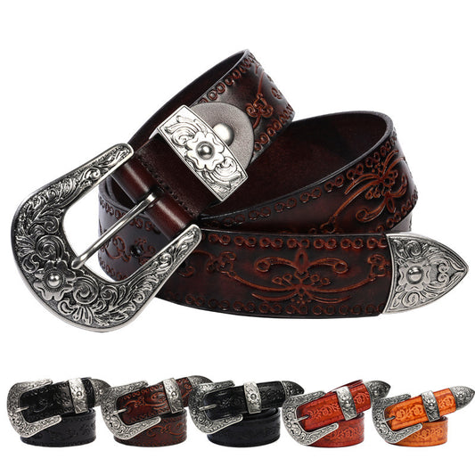 Mongolian Heritage Leather Belt—-0756 - TALKLESSFASHION