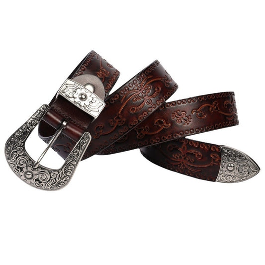 Mongolian Heritage Leather Belt—-0756 - TALKLESSFASHION