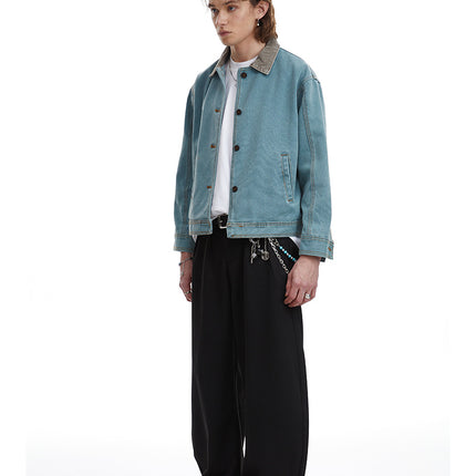 American retro simple loose Unisex jacket—-7085