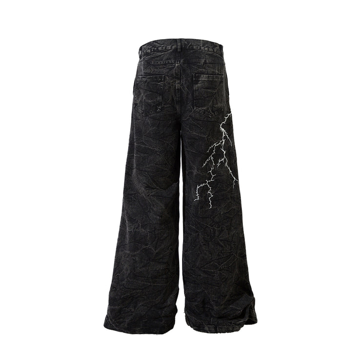 Thunderbolt Denim Straight Jeans—8733 - TALKLESSFASHION