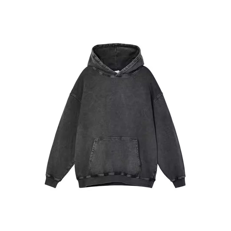 Washed oversized Collarless hoodie---4511 - TALKLESSFASHION