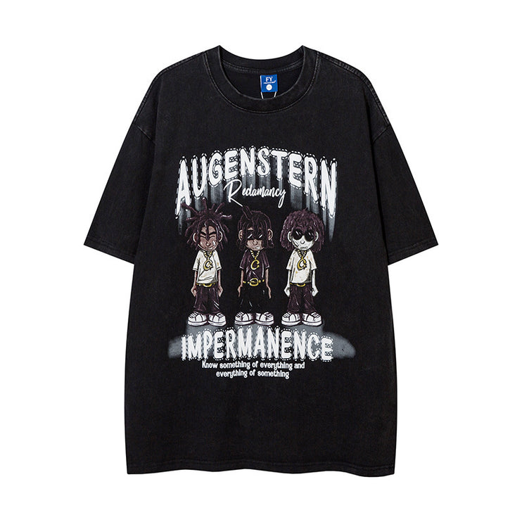 Personality Depressed Anime Print Short Sleeve Men - TALKLESSFASHION