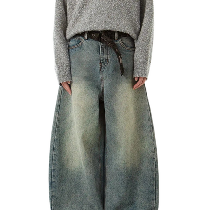 Blue dirty knees Baggy Jeans ——5329 - TALKLESSFASHION