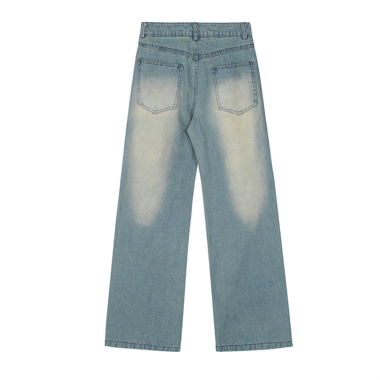 Beggar Ripped Patch Embroidered Letter Jeans - TALKLESSFASHION