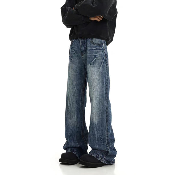 American Retro Lightning Blue Straight Jeans - TALKLESSFASHION
