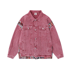 Pink Worn Stitching Edging Jacket—5559 - TALKLESSFASHION