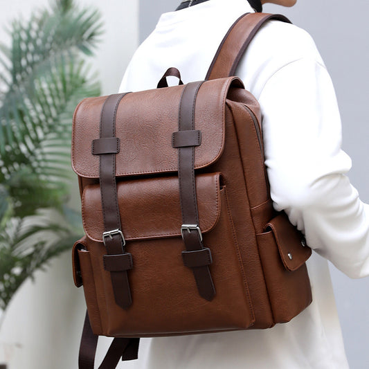 Retro Men's PU Backpack Computer Bag - TALKLESSFASHION