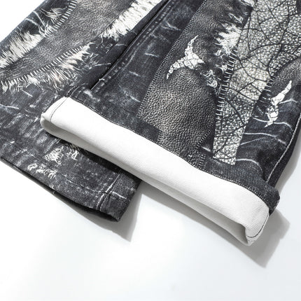 Shadow Print Horn Jeans—9654 - TALKLESSFASHION