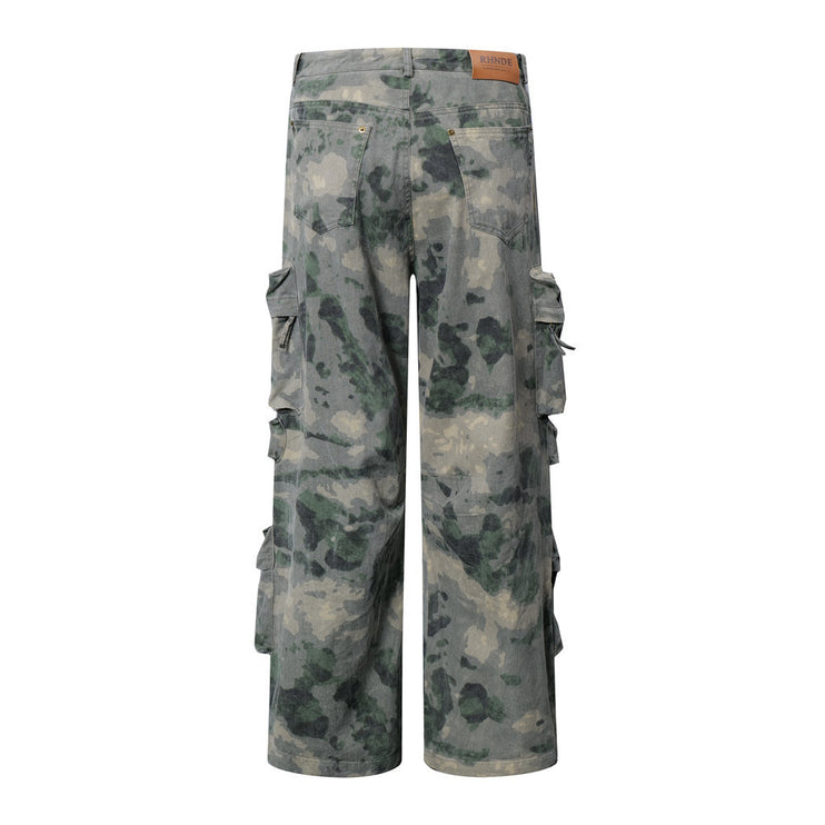 Tie-dye Camo Wide Leg Cargo pant—9255 - TALKLESSFASHION