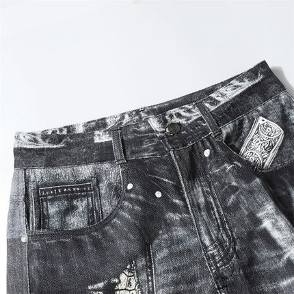 Shadow Print Horn Jeans—9654 - TALKLESSFASHION