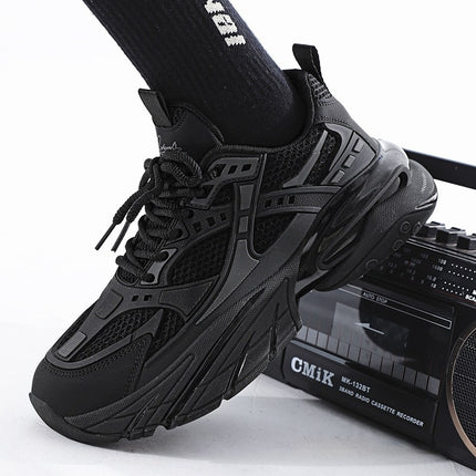 Pure Black Thick Sole Increased Leisure Sneaker Dad Shoes - TALKLESSFASHION