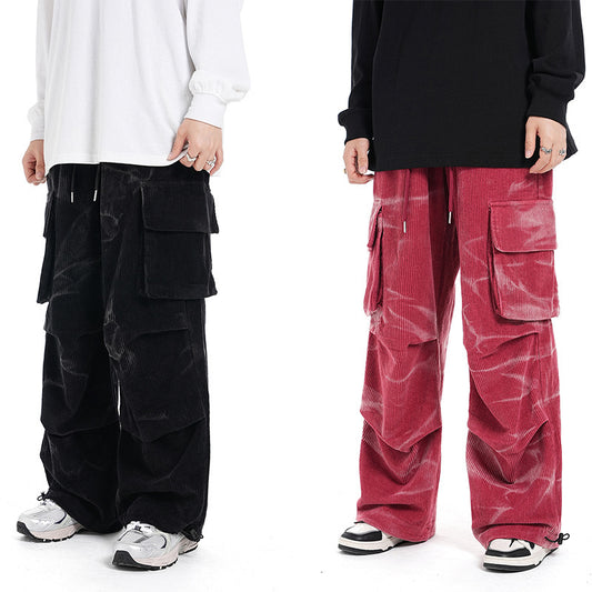 Corduroy Multi-pocket Casual Wide-leg Pants - TALKLESSFASHION