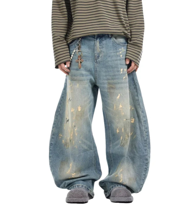 Cyber washed Blue Baggy Jeans --4848 - TALKLESSFASHION