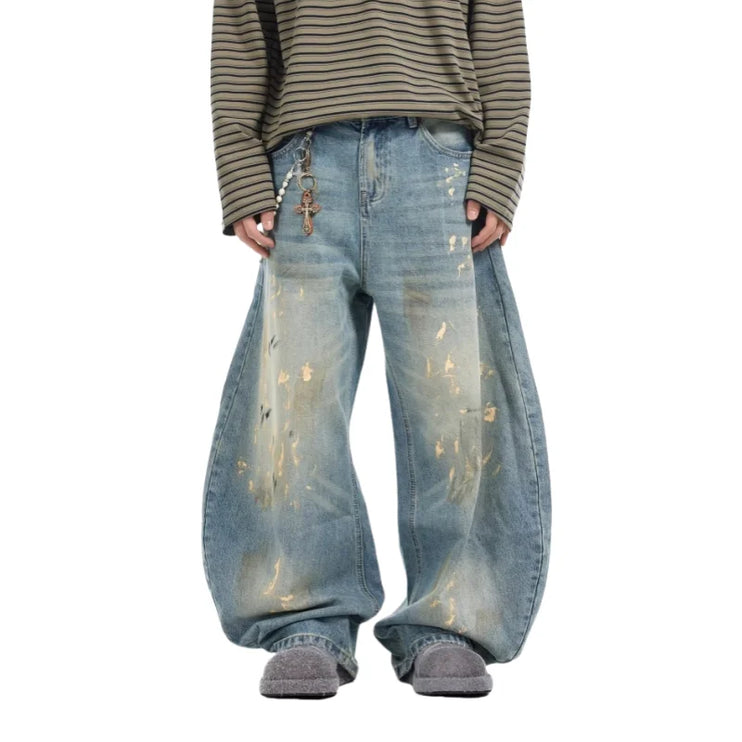 Cyber washed Blue Baggy Jeans --4848 - TALKLESSFASHION
