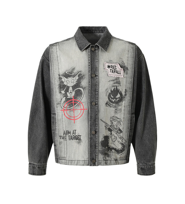 Dark Fun Abstract Printed Coat Jacket—7343 - TALKLESSFASHION