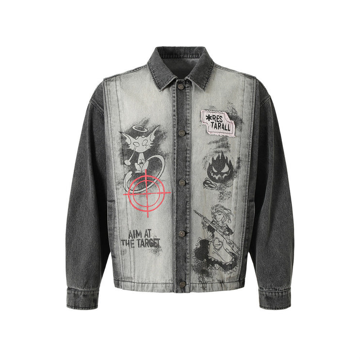 Dark Fun Abstract Printed Coat Jacket—7343 - TALKLESSFASHION