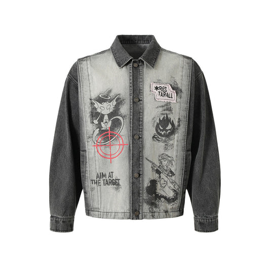 Dark Fun Abstract Printed Coat Jacket—7343 - TALKLESSFASHION