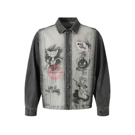 Dark Fun Abstract Printed Coat Jacket—7343 - TALKLESSFASHION