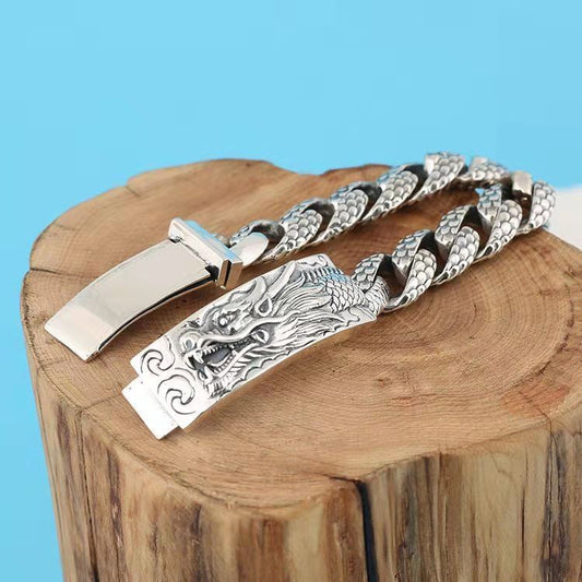 Vintage Dragon Pattern Sculpture Leading Men's Bracelet - TALKLESSFASHION