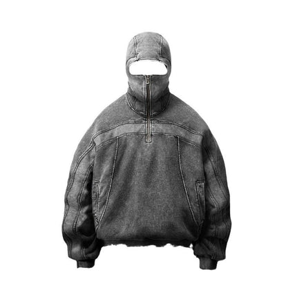 American Washed Y2K Street Zipper Sweater—-1773 - TALKLESSFASHION