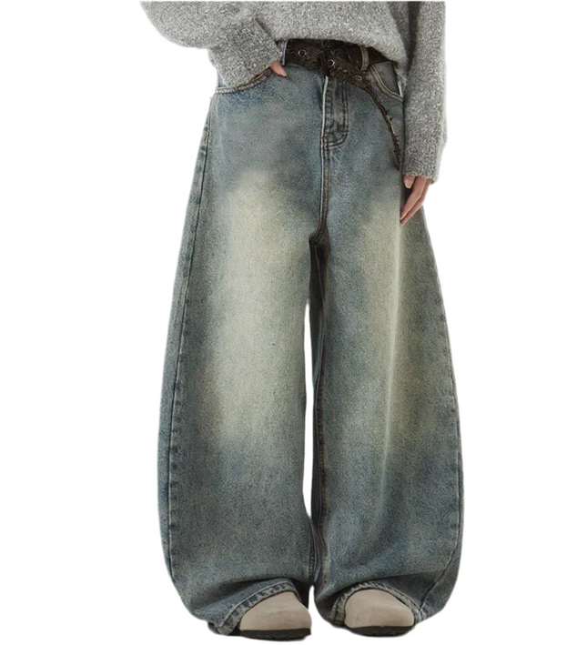 Blue dirty knees Baggy Jeans ——5329 - TALKLESSFASHION