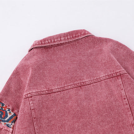 Pink Worn Stitching Edging Jacket—5559 - TALKLESSFASHION