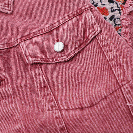 Pink Worn Stitching Edging Jacket—5559 - TALKLESSFASHION
