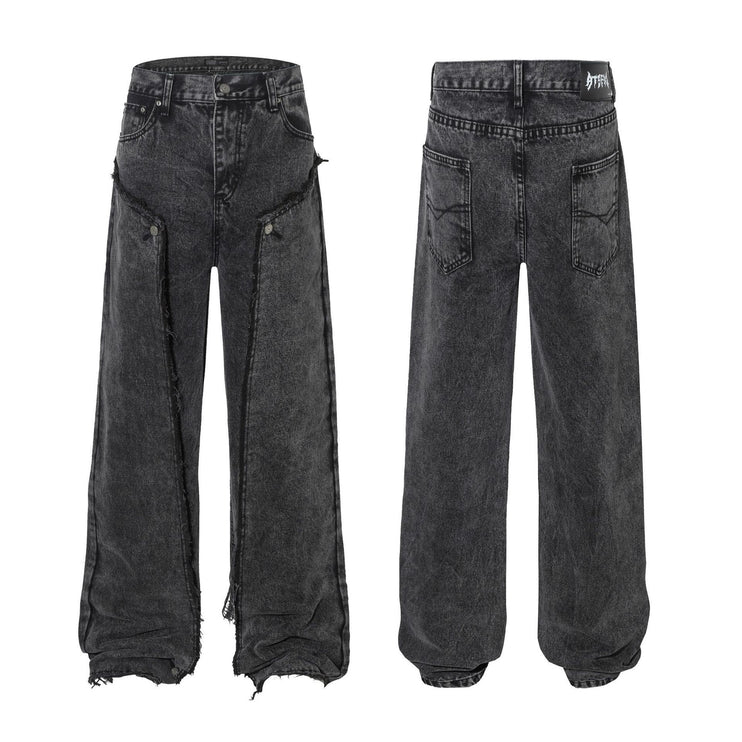 Distressed Wash Cargo Jeans—-5443 - TALKLESSFASHION