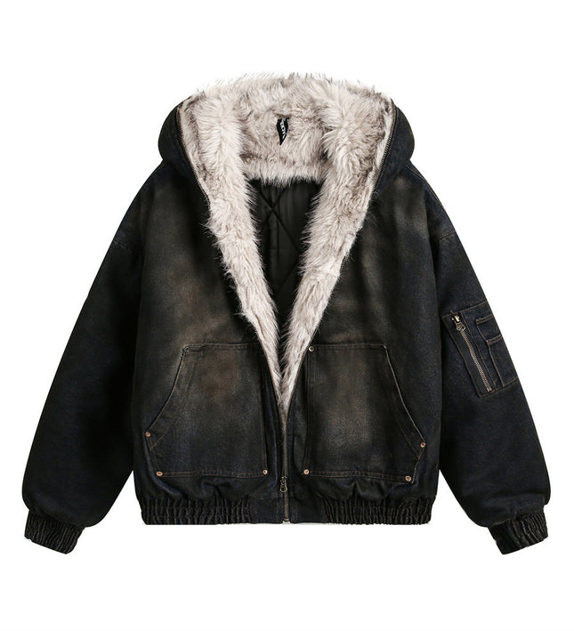 Distressed Cotton Denim Hooded Coat Jacket—7854 - TALKLESSFASHION