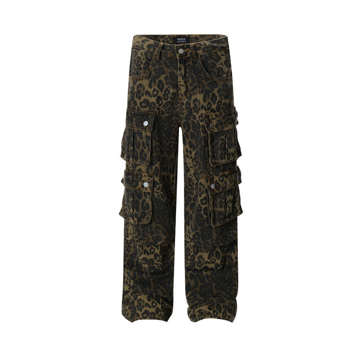 TALKLESS MultiPocket Distressed Leopard Jeans--2450 - TALKLESSFASHION