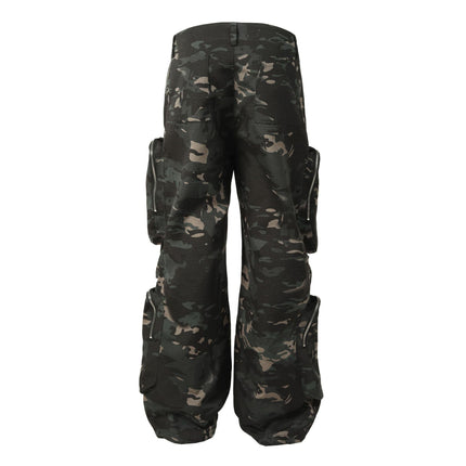 New American Jungle Camouflage Amekaji Multi-pocket Design Casual Wide-leg Workwear Trousers - TALKLESSFASHION