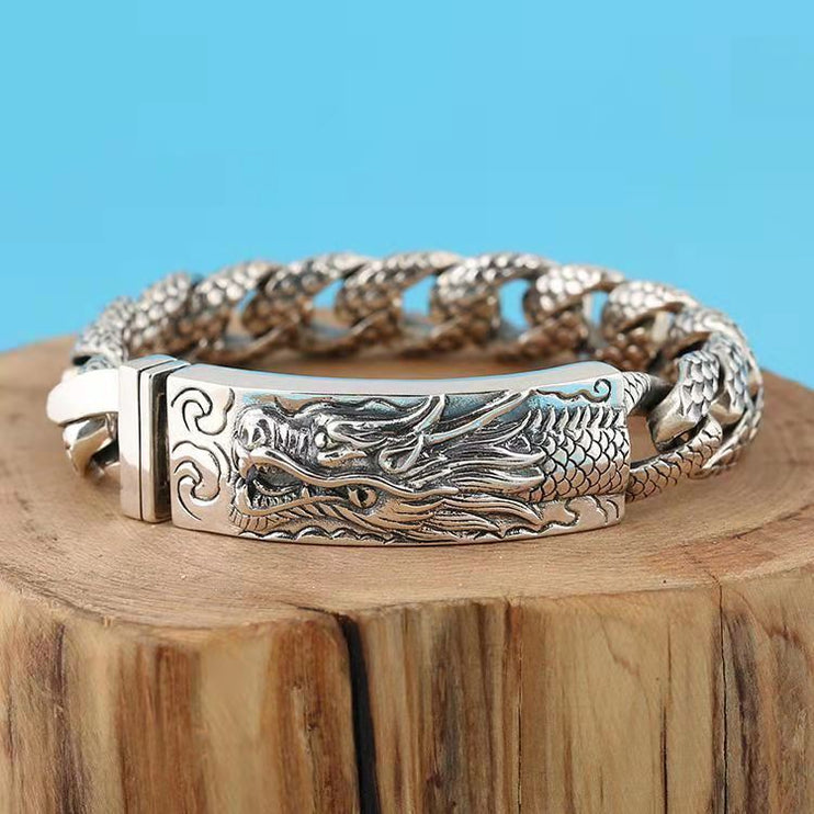Vintage Dragon Pattern Sculpture Leading Men's Bracelet - TALKLESSFASHION
