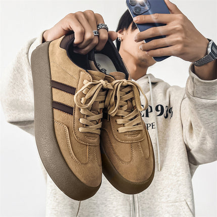 Leather Platform Casual Brown Men's Shoes - TALKLESSFASHION