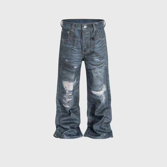 UNISEX Straight Worn Looking Washed-out Jeans—9008 - TALKLESSFASHION