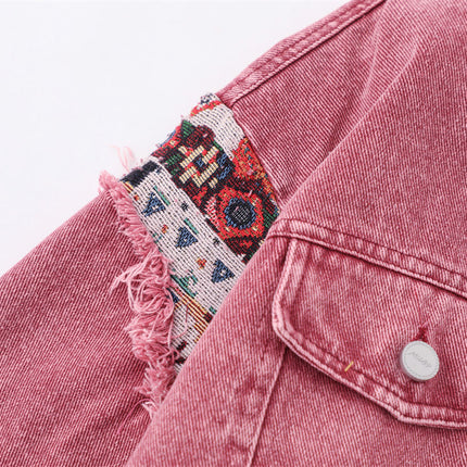 Pink Worn Stitching Edging Jacket—5559 - TALKLESSFASHION