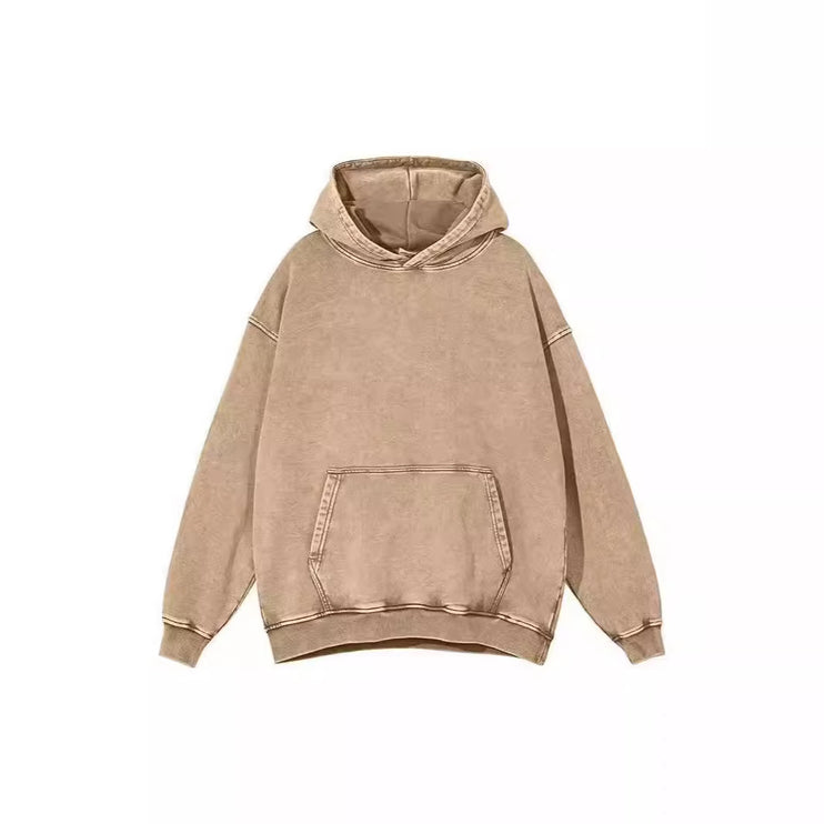 Washed oversized Collarless hoodie---4511 - TALKLESSFASHION