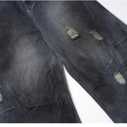 Retro Washed Ripped & Stitch Jeans—3376 - TALKLESSFASHION