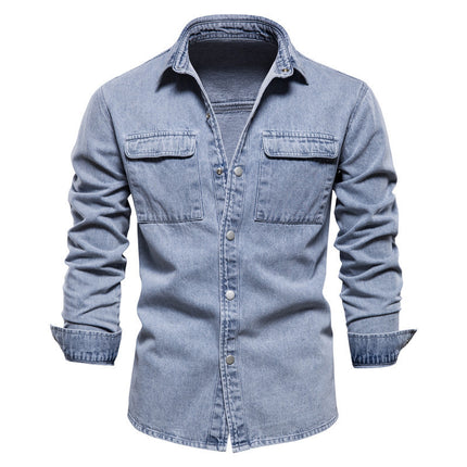 Denim Dusk Lapel Jacket —-7360 - TALKLESSFASHION