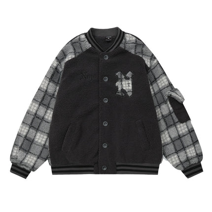 Patchwork Plaid Lamb Wool jacket---3622 - TALKLESSFASHION