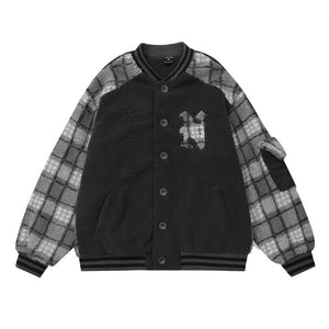 Patchwork Plaid Lamb Wool jacket---3622 - TALKLESSFASHION