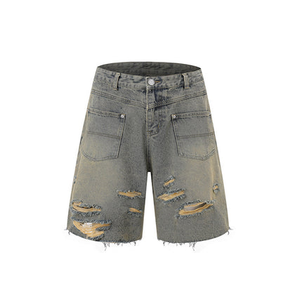 Vintage Frayed Make Old Ripped Denim Zipper Clothes - TALKLESSFASHION
