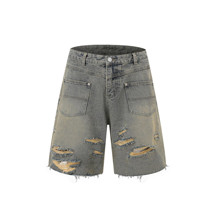 Vintage Frayed Make Old Ripped Denim Zipper Clothes - TALKLESSFASHION